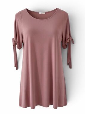 NEW B-Sharp Mauve Pink Scoop Neck Short Tie Sleeve T-Shirt Size Small